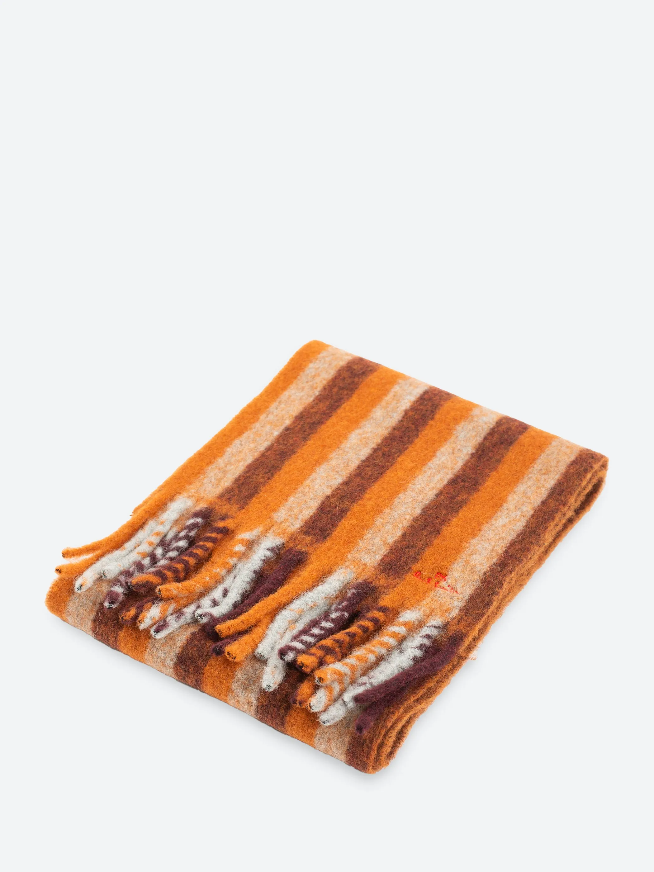 Striped Scarf with Embroidered Logo