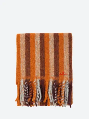 Striped Scarf with Embroidered Logo