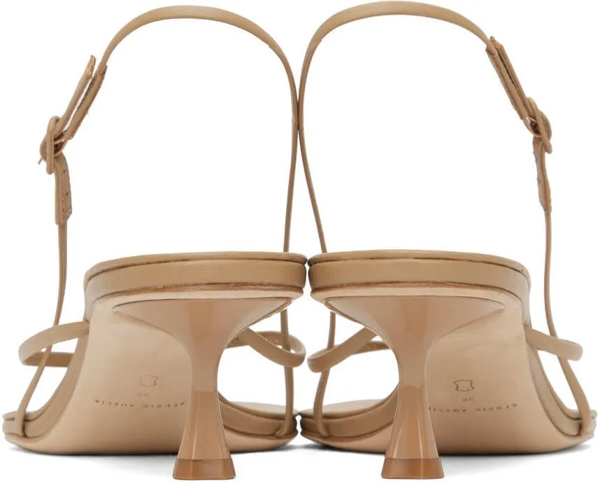 Studio Amelia Wishbone 50 Heeled Sandals in Beige