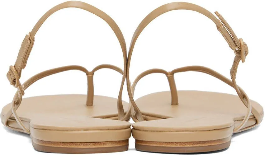 Studio Amelia Beige Wishbone Flat Sandals