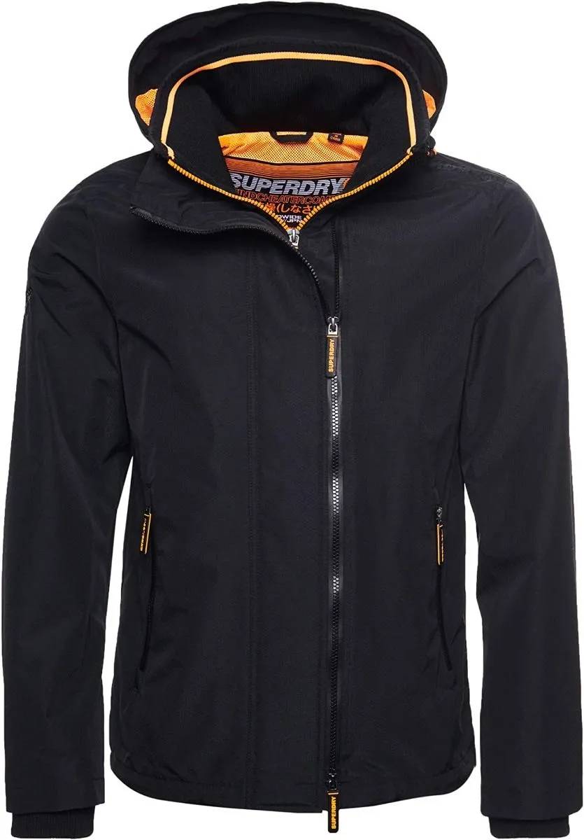 Superdry Pop Zip Hooded Tech Windcheater Black Jacket