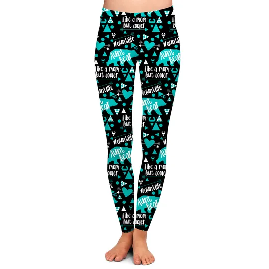 Teal Auntie Bear Soft Leggings