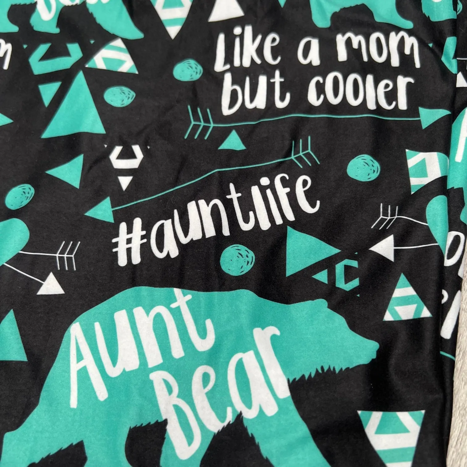 Teal Auntie Bear Soft Leggings