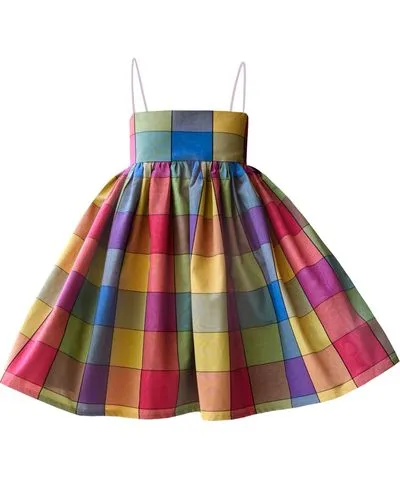 Rainbow Plaid Moire Puff Tessa Fay Dress