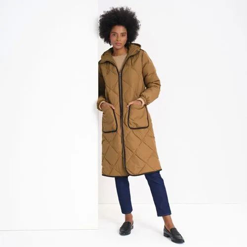 ThermoPlume Quilted Long Coat for Women