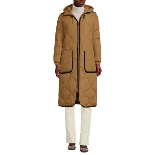 ThermoPlume Quilted Long Coat for Women