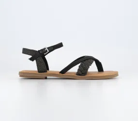 TOMS Lexie Sandal: Black Metallic Linen - Women's.