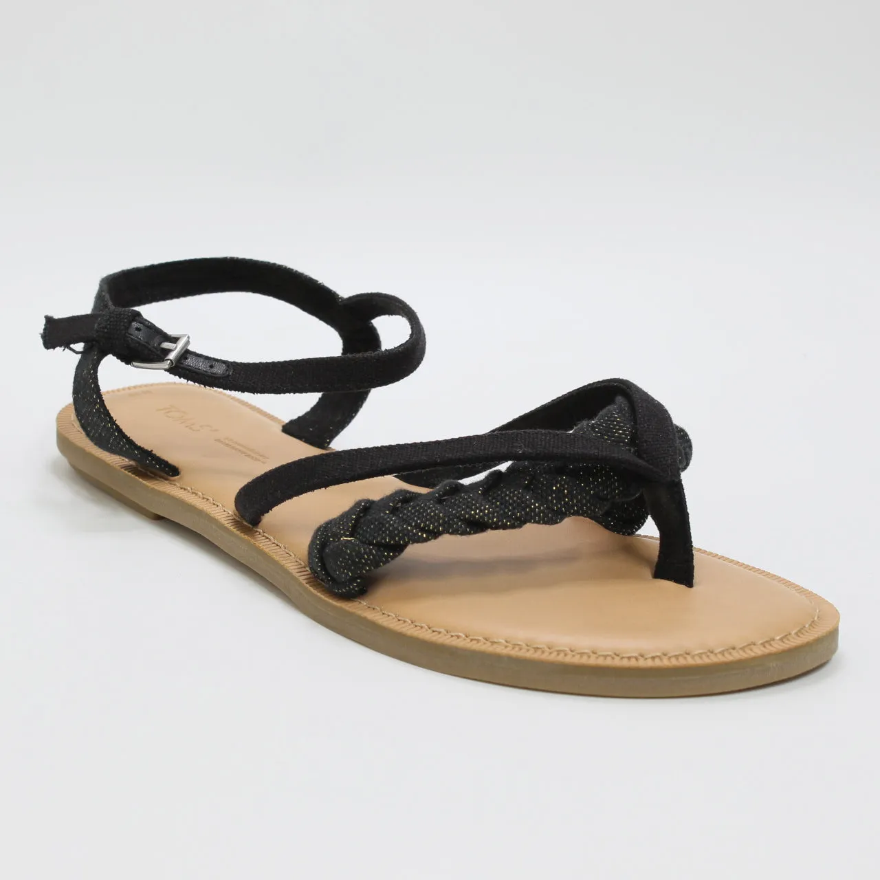 TOMS Lexie Sandal: Black Metallic Linen - Women's.