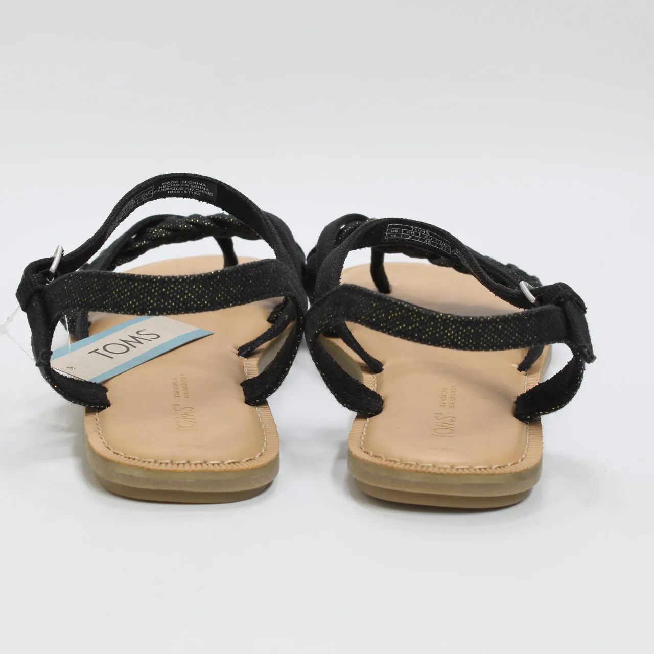 TOMS Lexie Sandal: Black Metallic Linen - Women's.