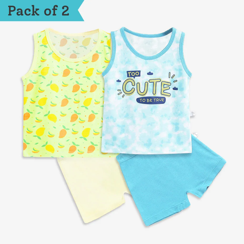 Mango Summers Tie-Dye Blues Top and Shorts Set 2-Pack (2-4 years)