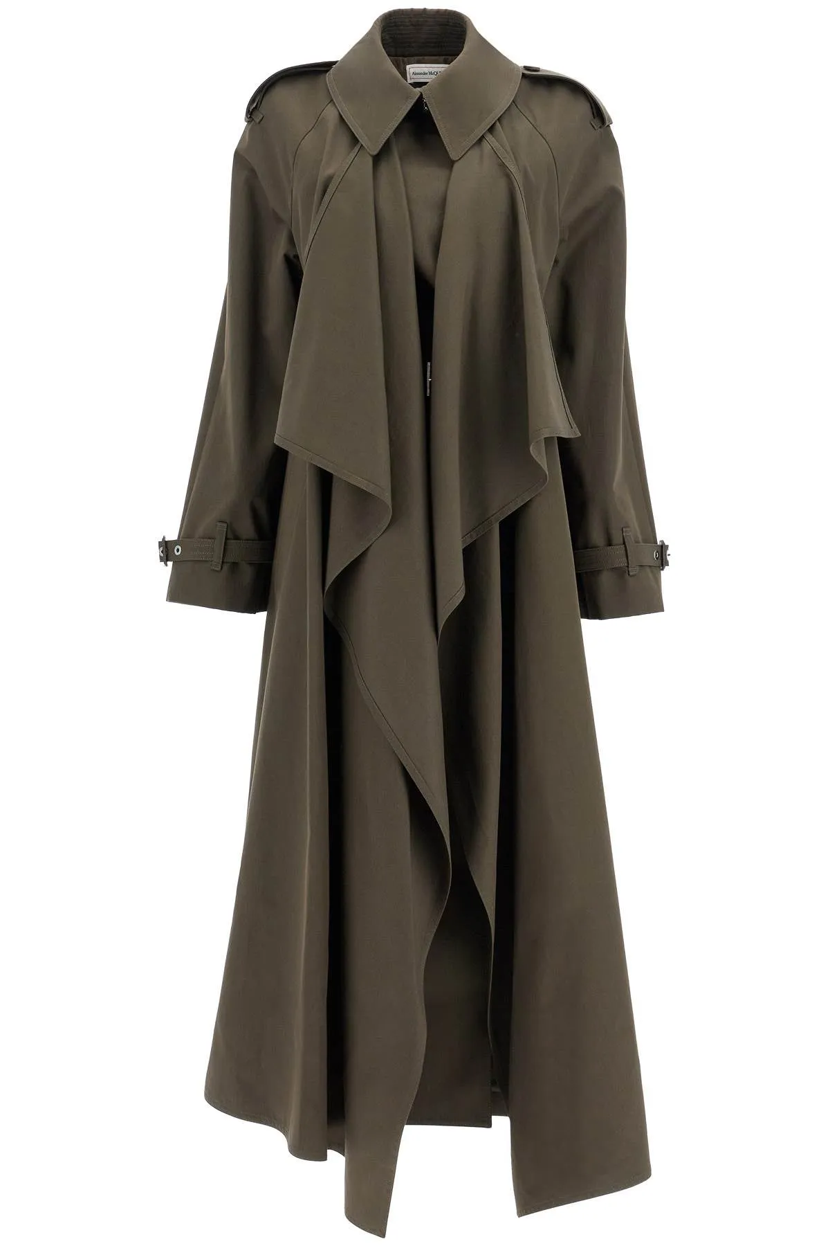 Trench Coat with Draped Double-Breasted 

