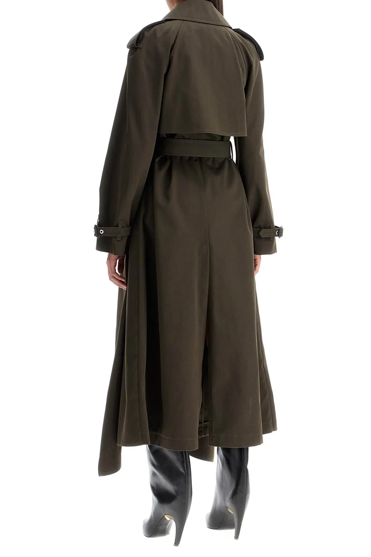 Trench Coat with Draped Double-Breasted 

