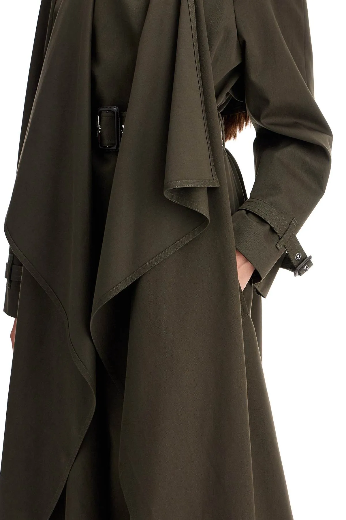 Trench Coat with Draped Double-Breasted 

