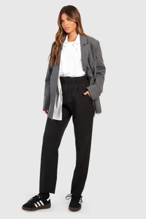 Slim Fit Trousers with Self Fabric Belt from boohoo