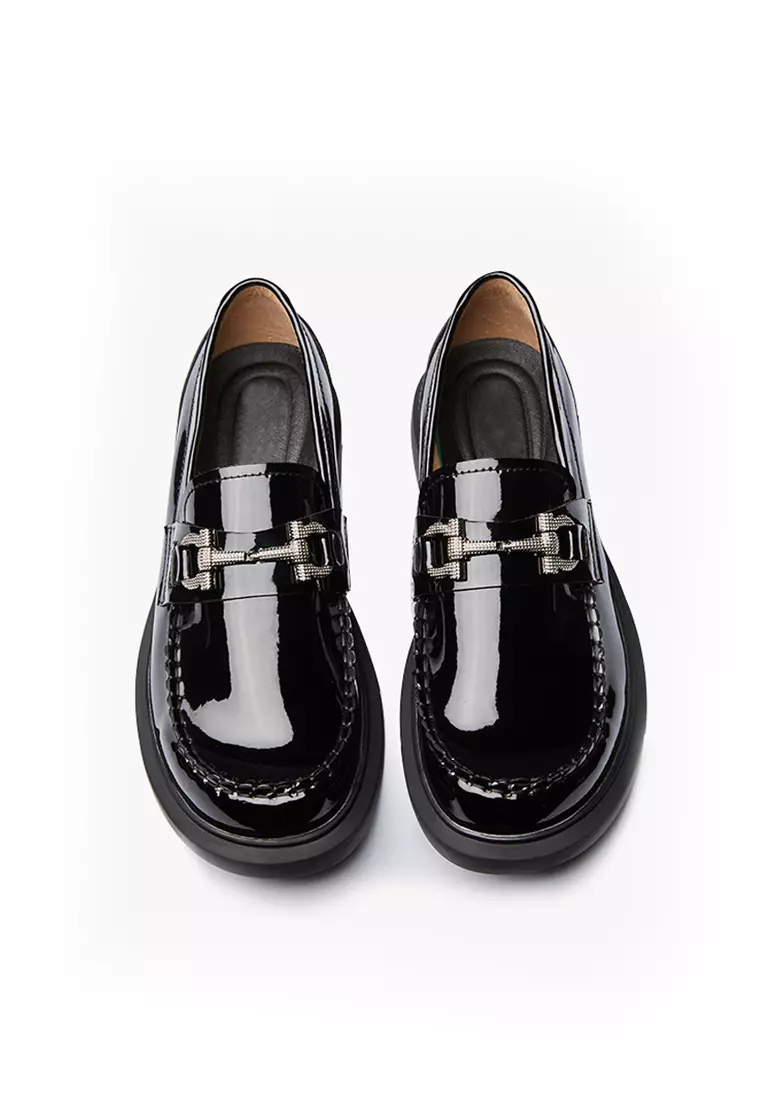 VANSA Comfortable Patent Buckle Slip-On Loafer Twenty Eight Shoes