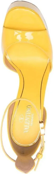 Valentino Garavani Yellow Tan-Go 155mm Patent Leather Sandals