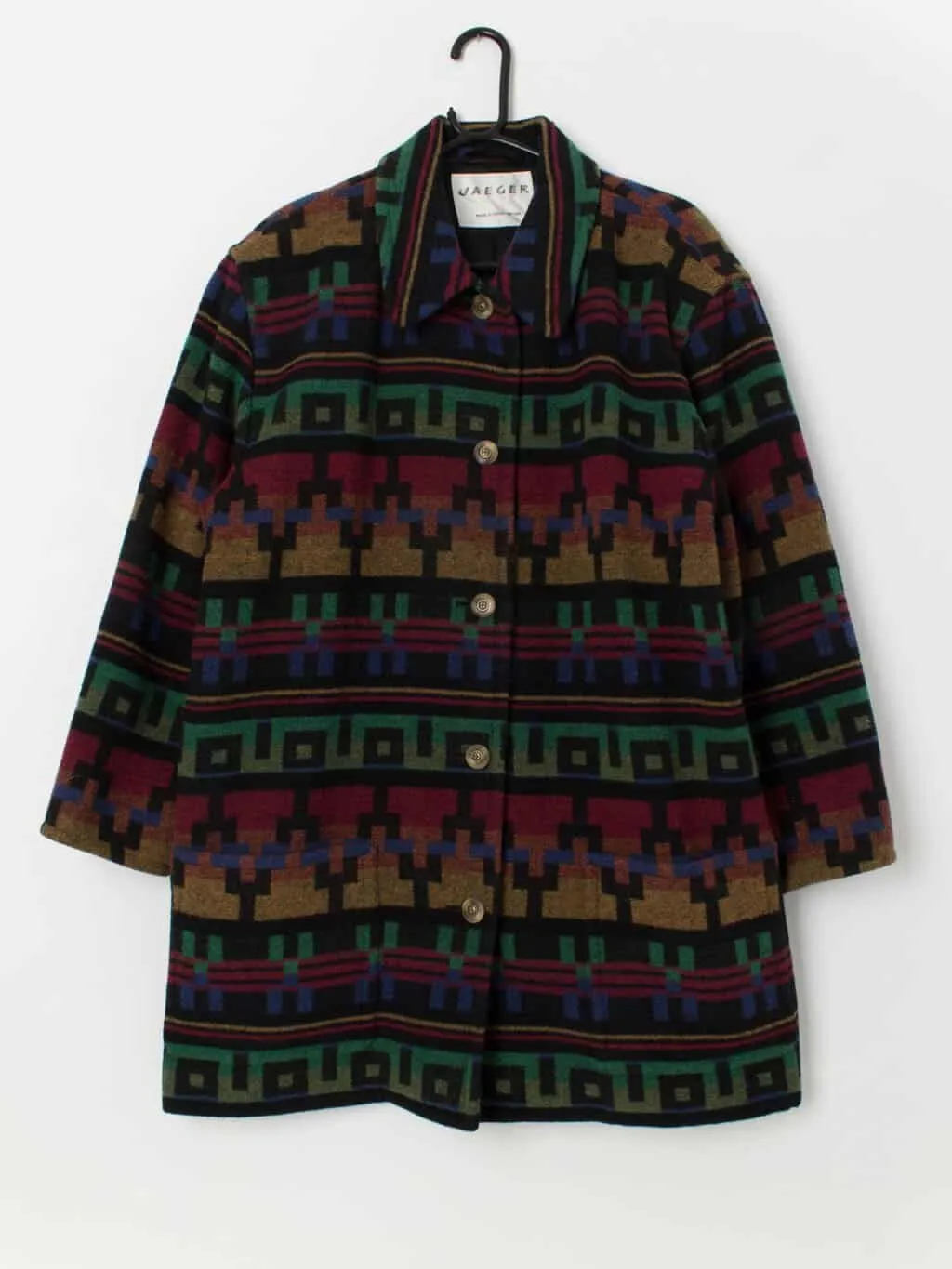 Vintage Large Jaeger Aztec Wool Jacket Coat