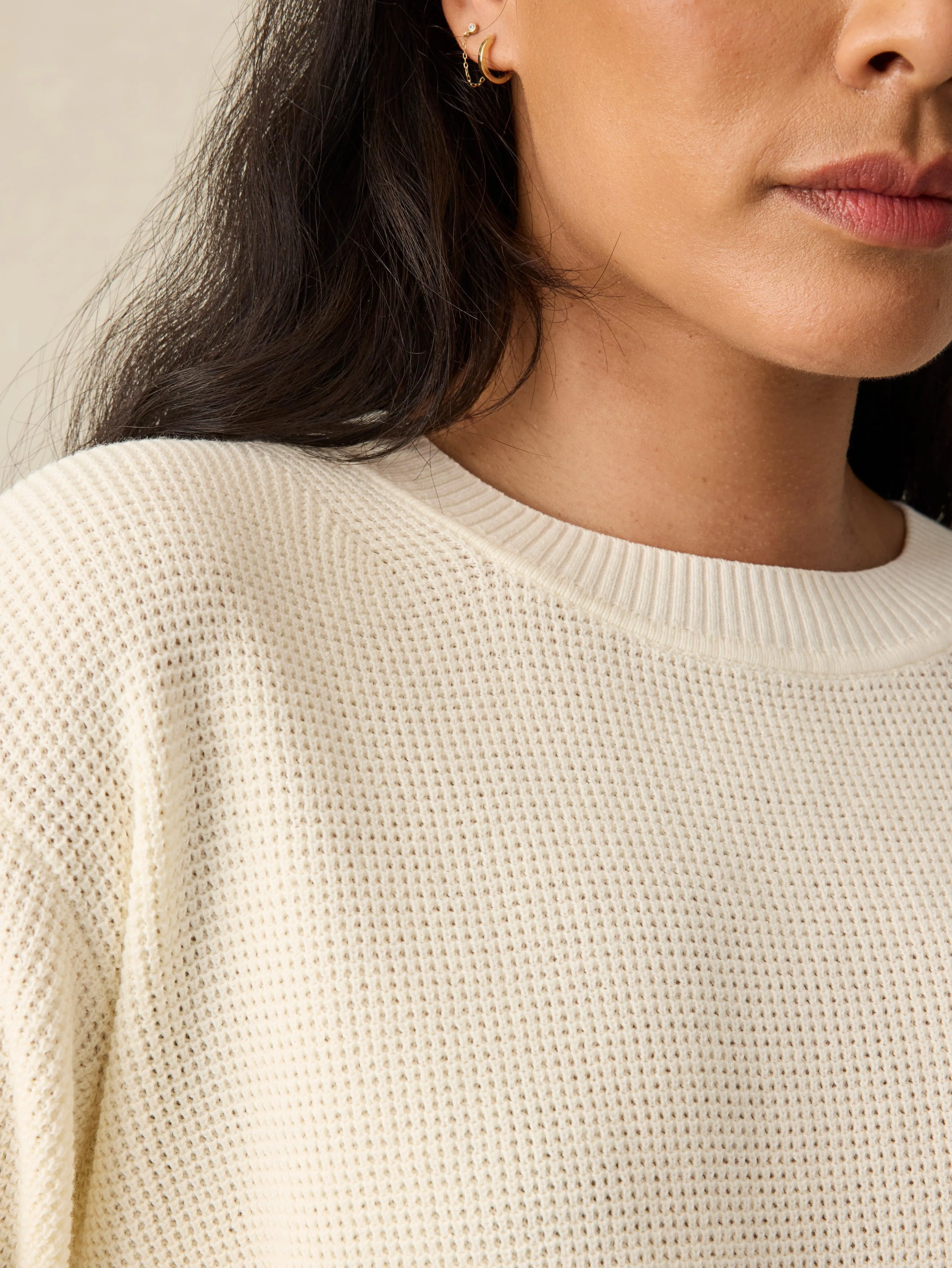 White Shell Sunwashed Sweater - Relaxed Fit