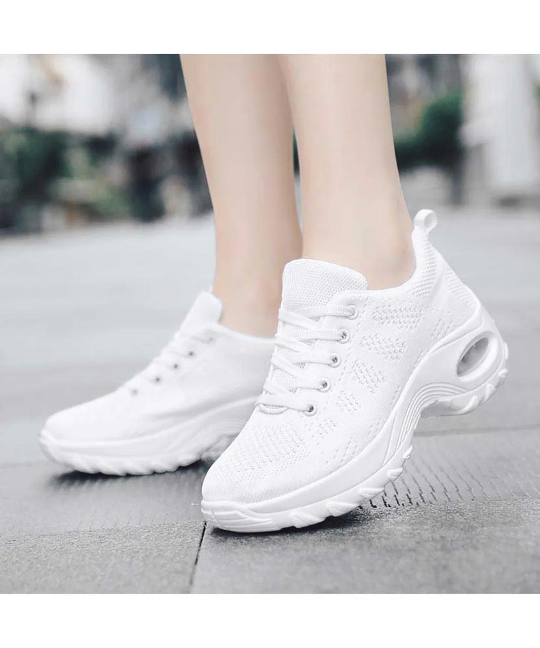 Double Rocker Bottom Sneakers with Stripe Design