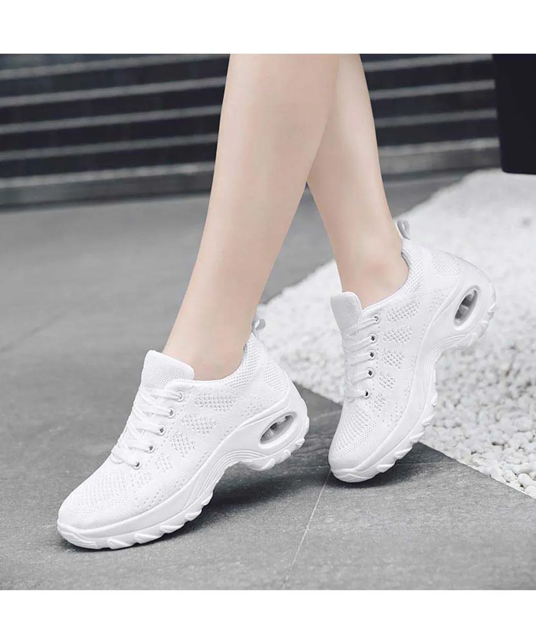 Double Rocker Bottom Sneakers with Stripe Design