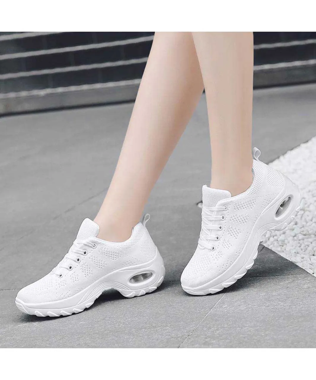 Double Rocker Bottom Sneakers with Stripe Design