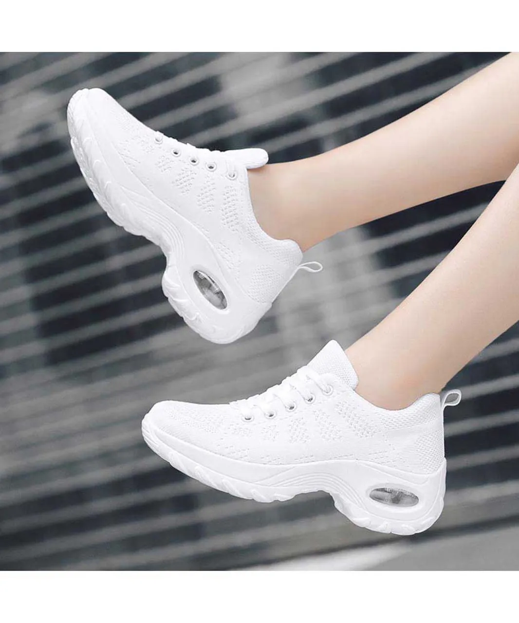 Double Rocker Bottom Sneakers with Stripe Design