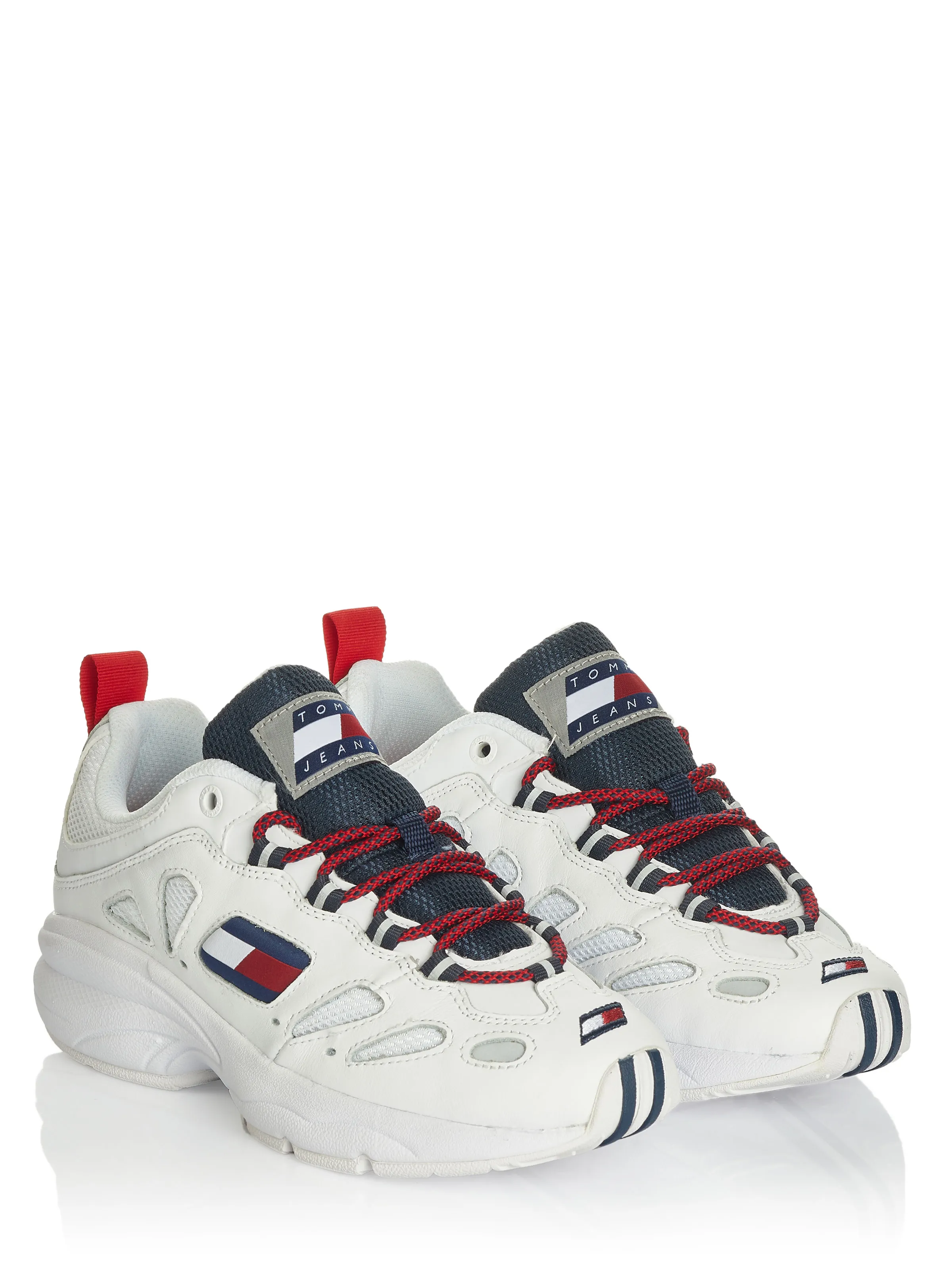 White Tommy Hilfiger jeans shoes.