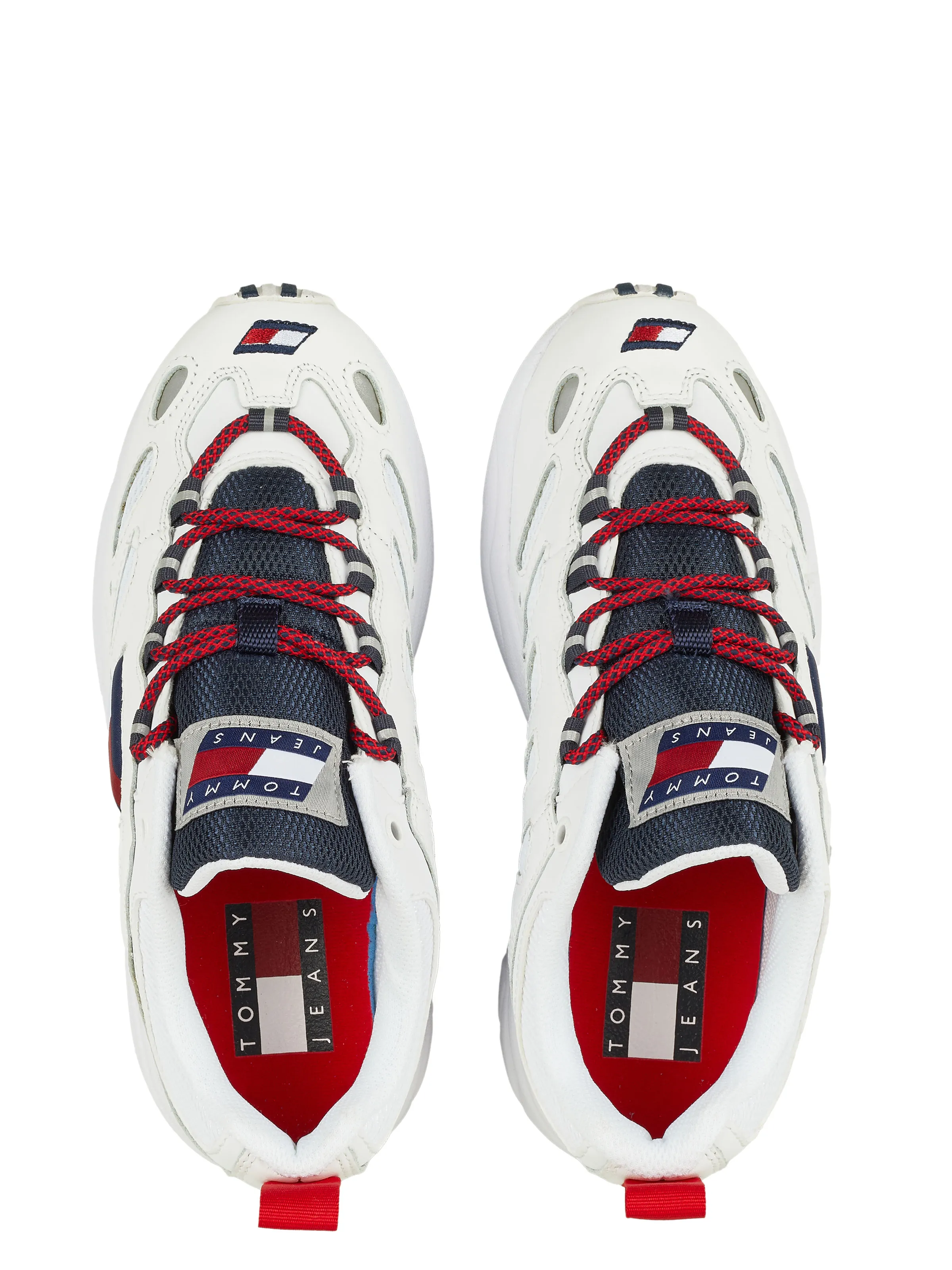 White Tommy Hilfiger jeans shoes.