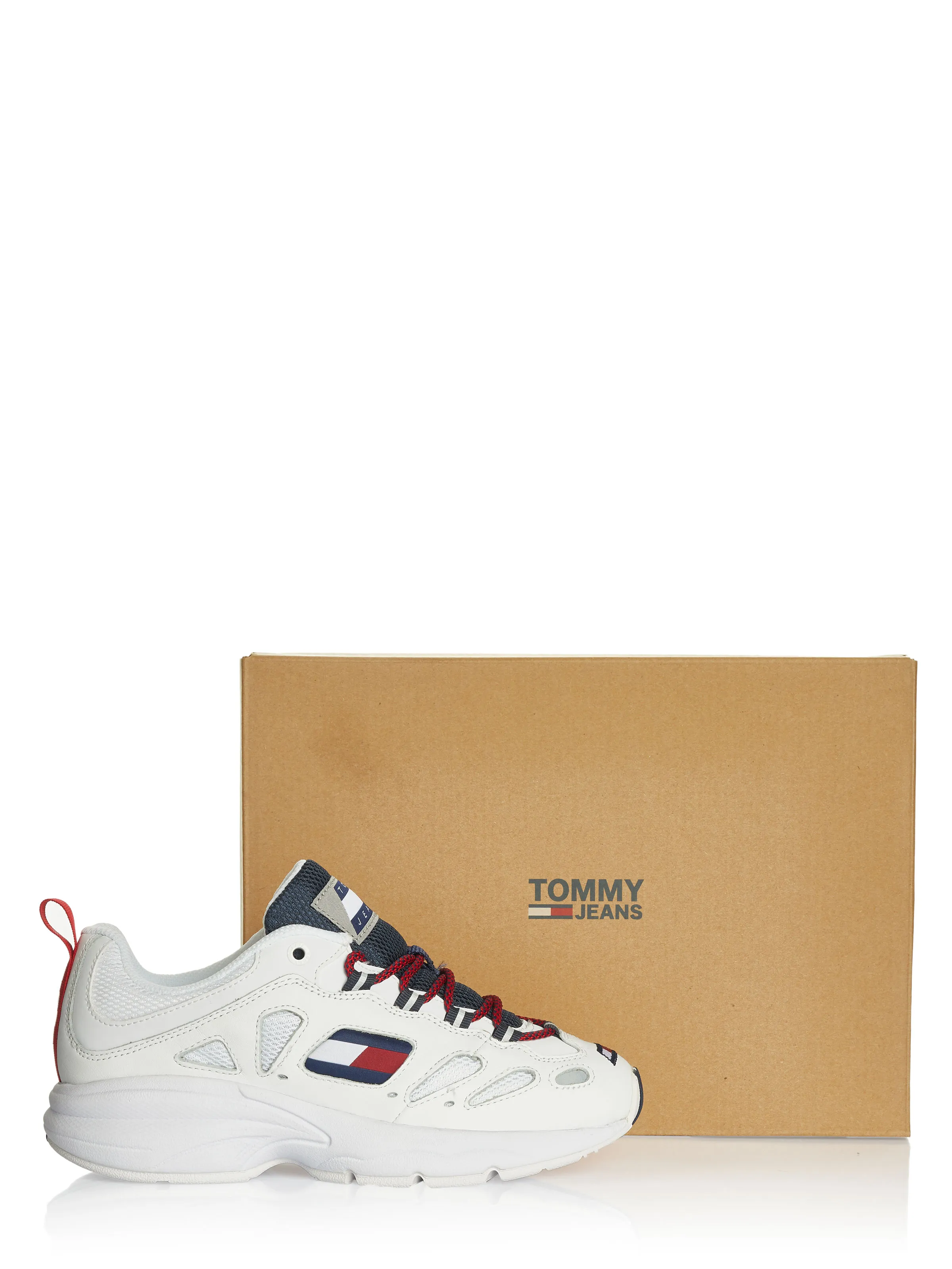 White Tommy Hilfiger jeans shoes.