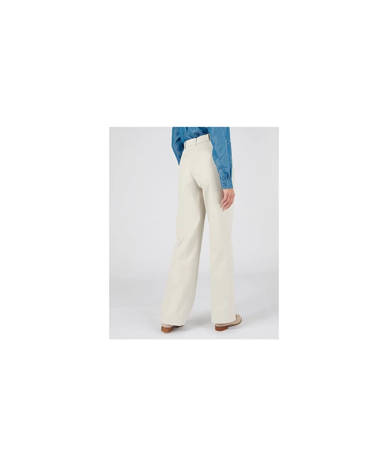 Cotton Stretch Trousers with Wide-leg Fit