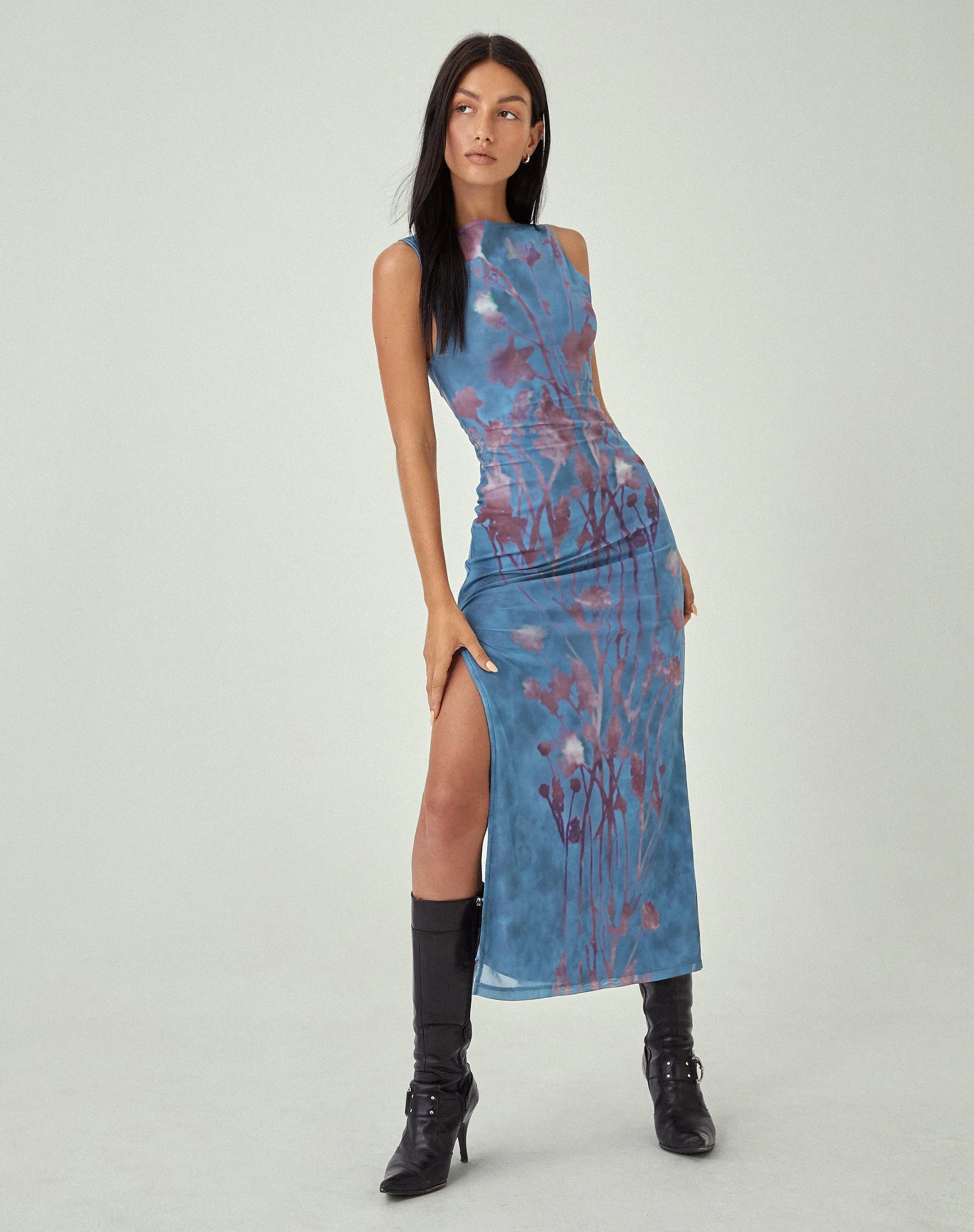 Wild Rose Blue Kamala Midi Dress