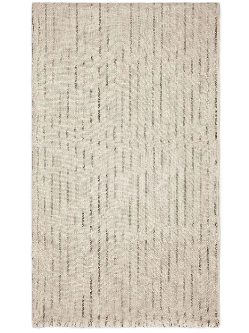 Women's Beige Linen Striped Scarf with Frayed Edges by BRUNELLO CUCINELLI