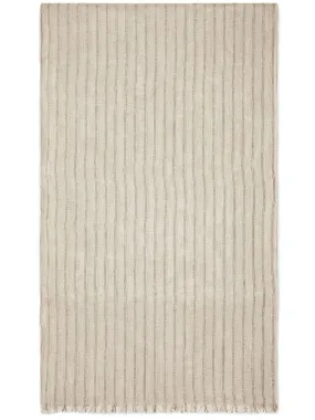 Women's Beige Linen Striped Scarf with Frayed Edges by BRUNELLO CUCINELLI