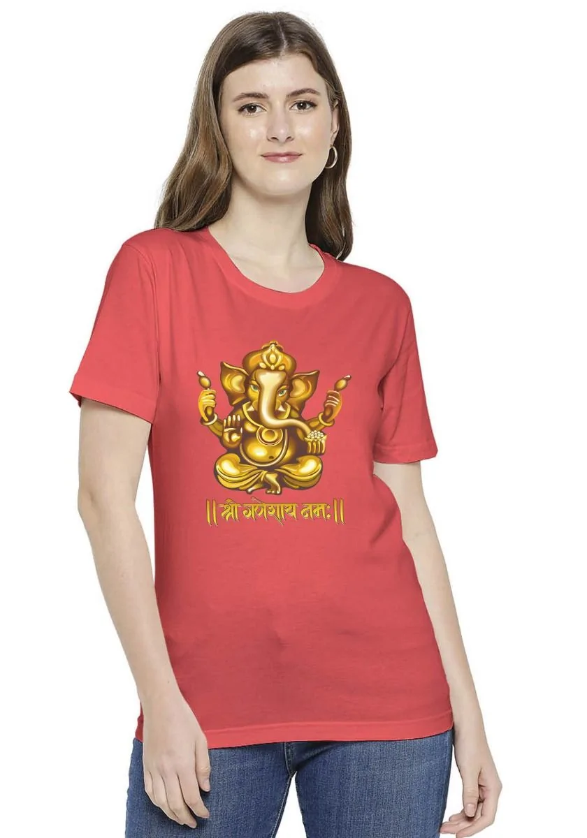 Womens Metallic Gold Ganesha T-shirt