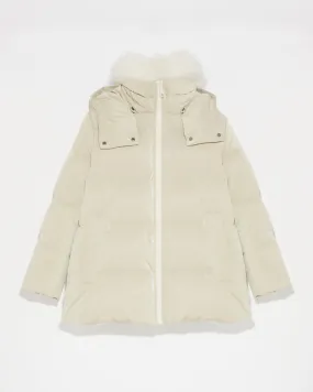 Yves Salomon Down Coat 76cm in Pearl